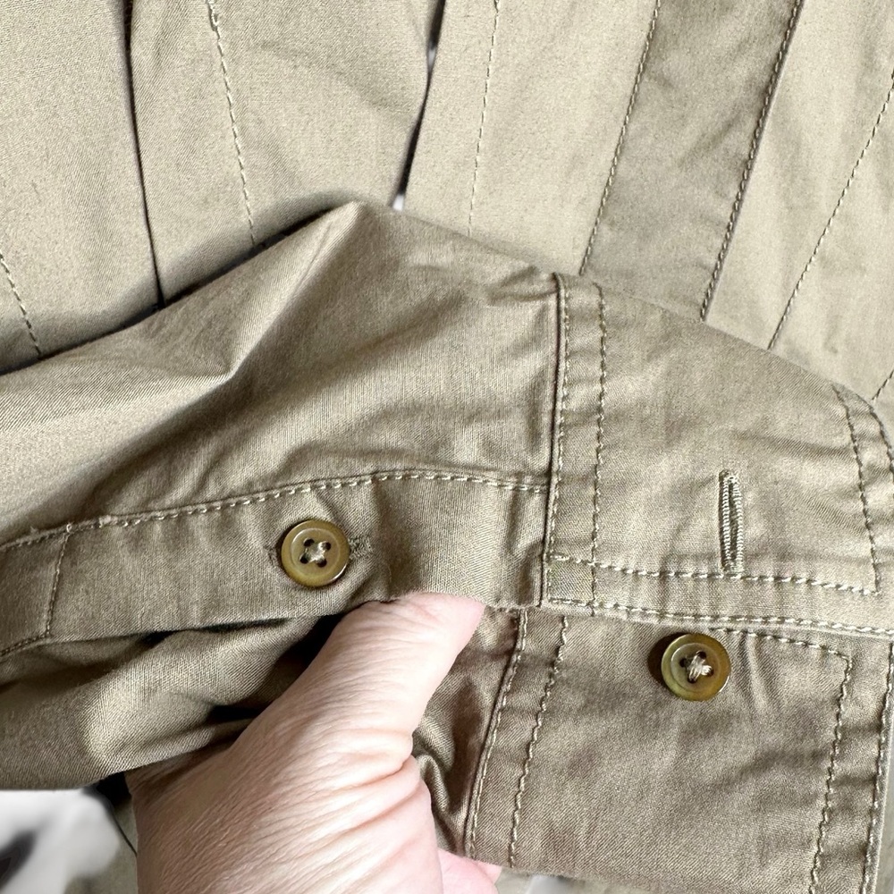 NEW Anthropologie Pilcro Pintuck Mini Shirt Dress Khaki Beige Small Button Front - Picture 8 of 15